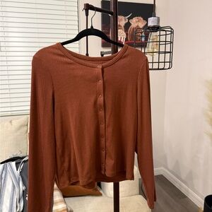 American Eagle Outfitters Rust Button-Down Shirt